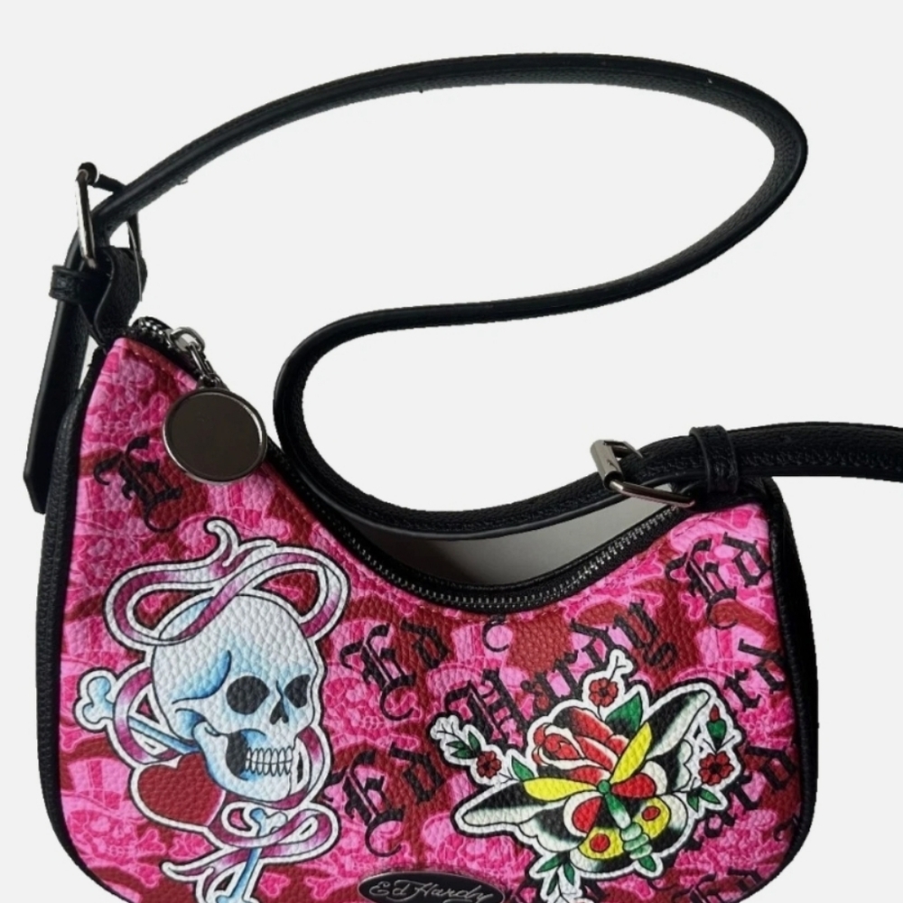 Ed Hardy Pink and Black Multicolor Shoulder Bag, NWT